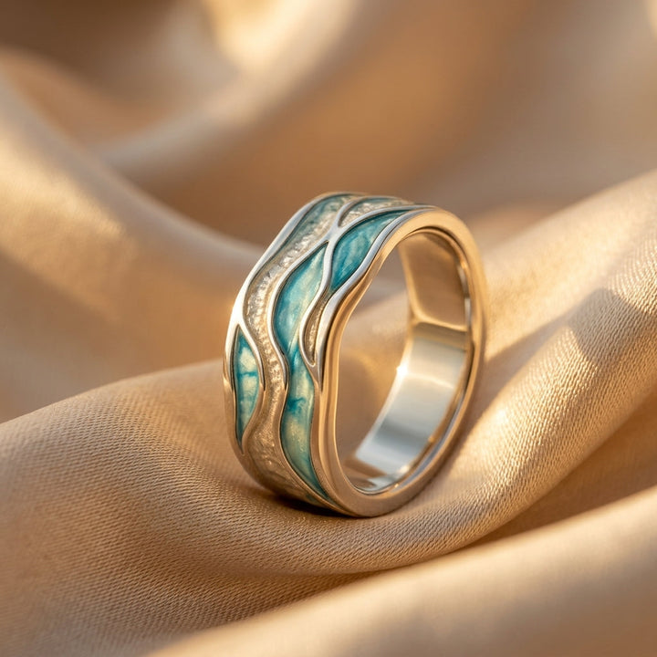 Silver Ring Sorcha with Turquoise Waves
