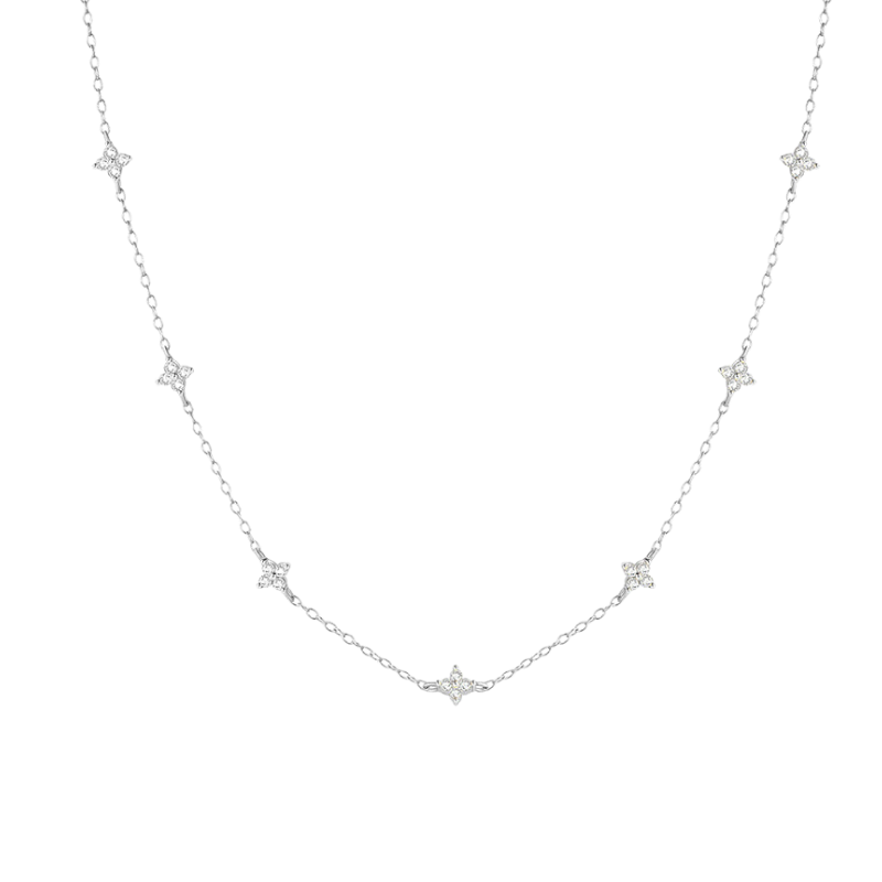Gold Chain Necklace Clíodhna with Zirconia Flowers