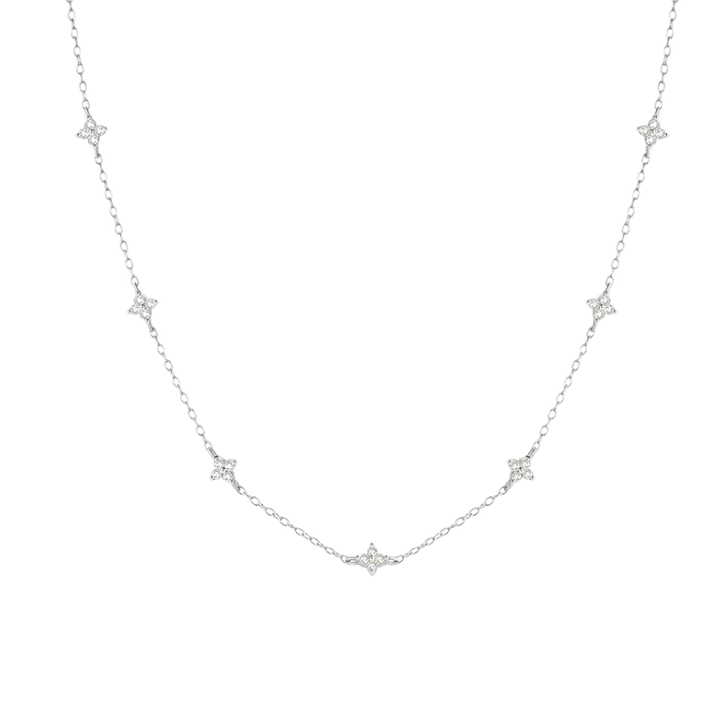 Gold Chain Necklace Clíodhna with Zirconia Flowers