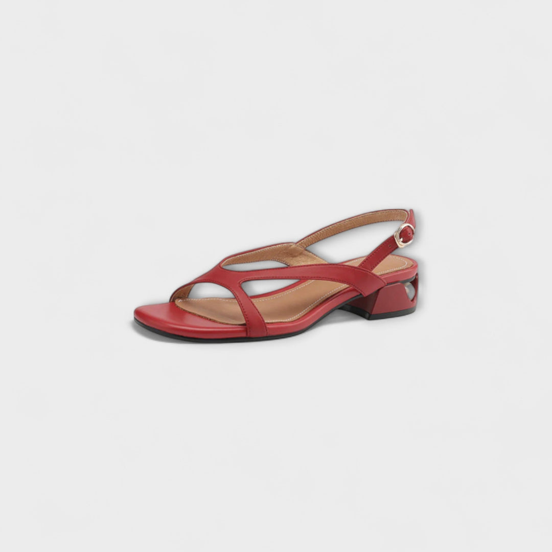 Elfrieda - Elegante Rote Flache Sandalen