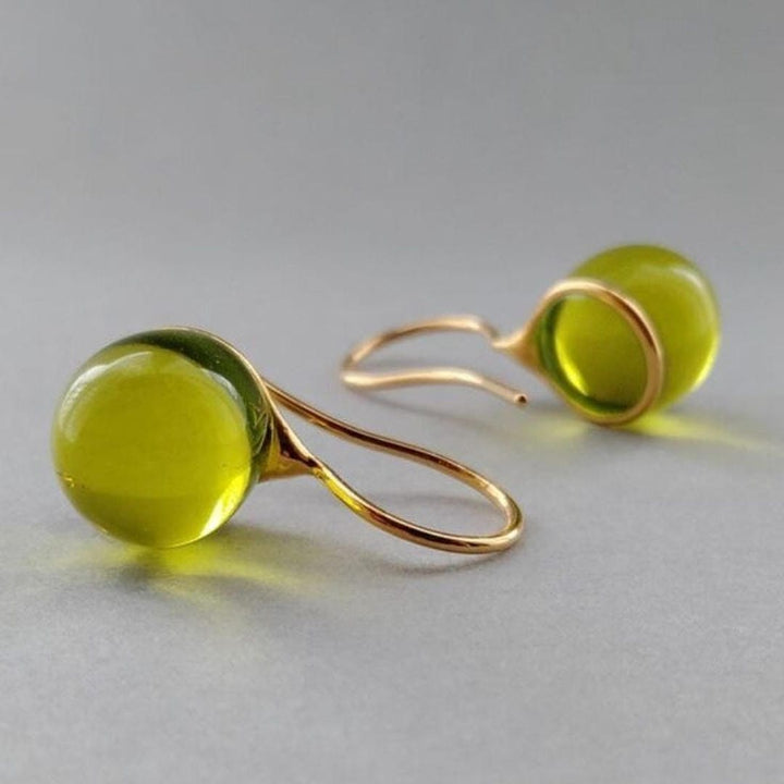 Silver Drop Earrings Adare with Olive-Green Crystal