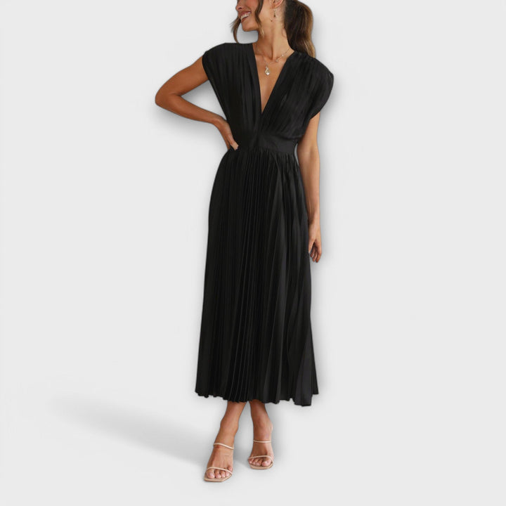 Maria - Altrosa stilvolles Faltenkleid