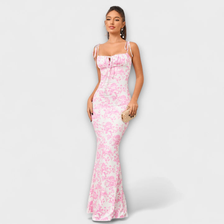 Thalia - Dunkelgrünes Maxikleid mit Blütenmuster