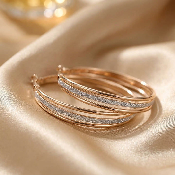 Rose Gold Hoop Earrings Galway with Stardust Finish