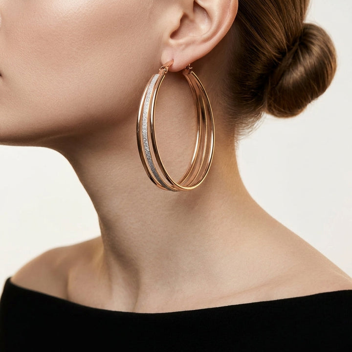 Rose Gold Hoop Earrings Galway with Stardust Finish