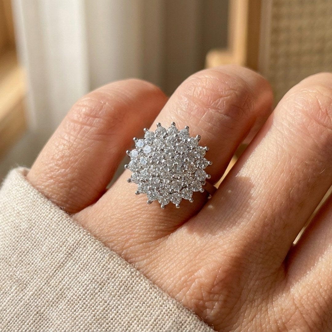 Silver Cluster Ring Gobnait with Crystals