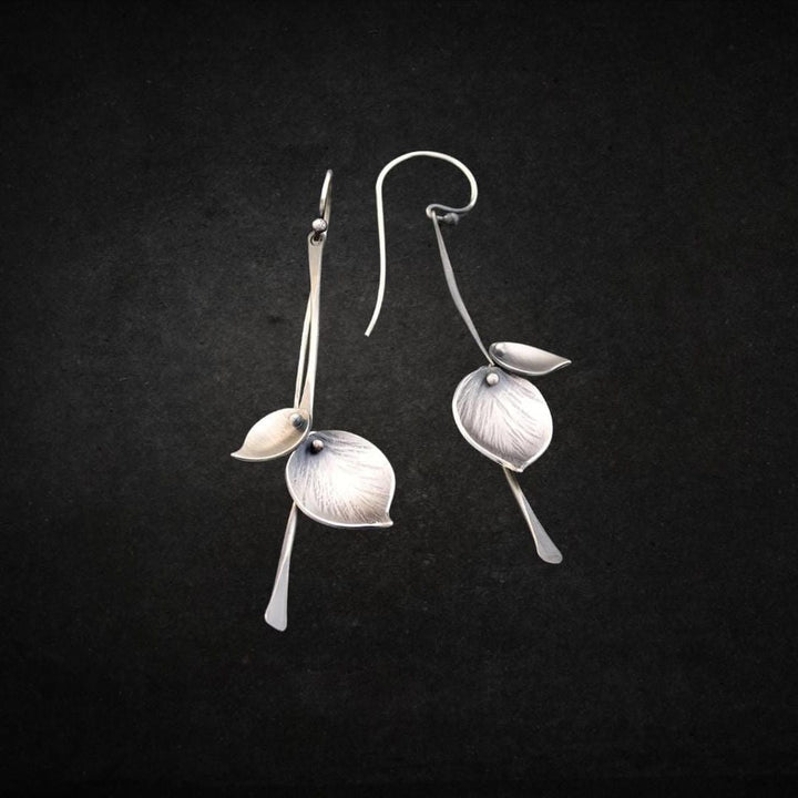 Silver Drop Earrings Killarney with Silver Leaves