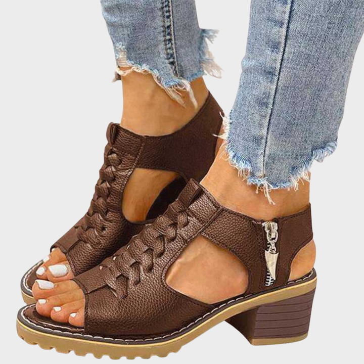 Cornelia – Elegante Peeptoe-Sandaletten mit Blockabsatz