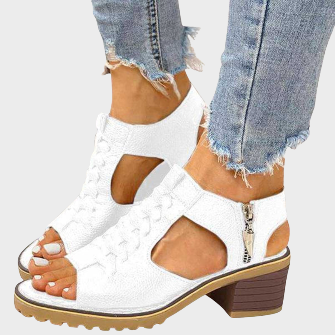 Cornelia – Elegante Peeptoe-Sandaletten mit Blockabsatz