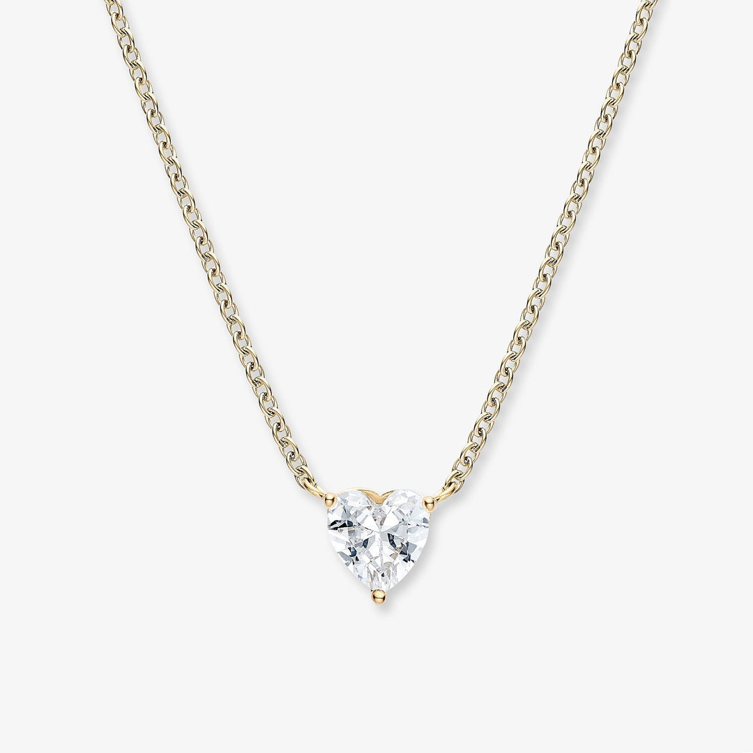 Gold Necklace Cara with Heart Crystal