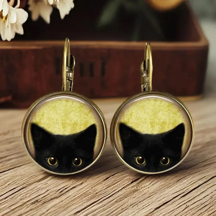 Antique Gold Drop Earrings Ailbhe with Fox Motif