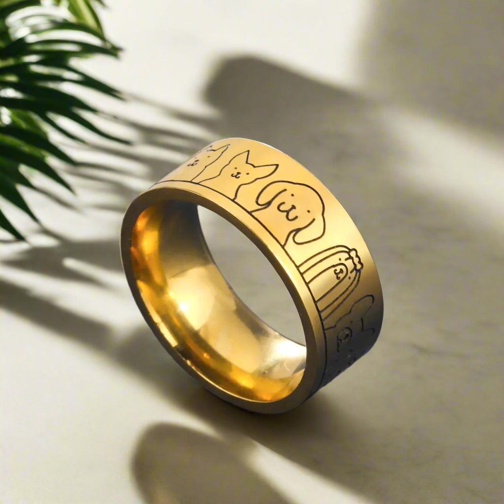 Stainless Steel Ring Sinéad with Dog Motif