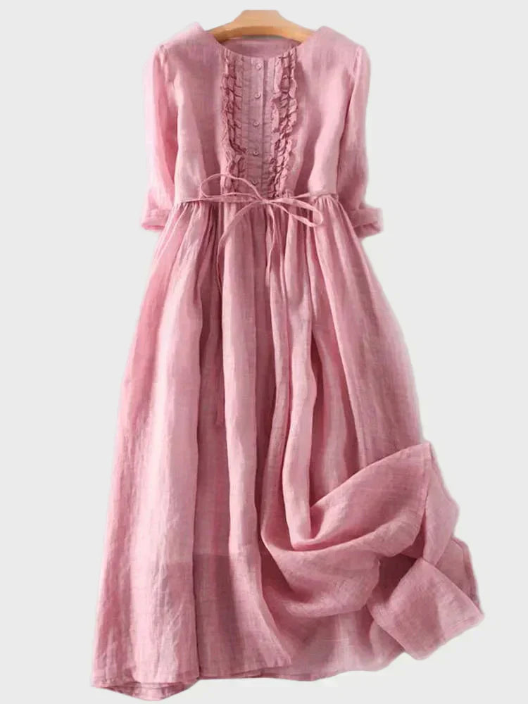 Salbeigrünes Leinen-Trägerkleid