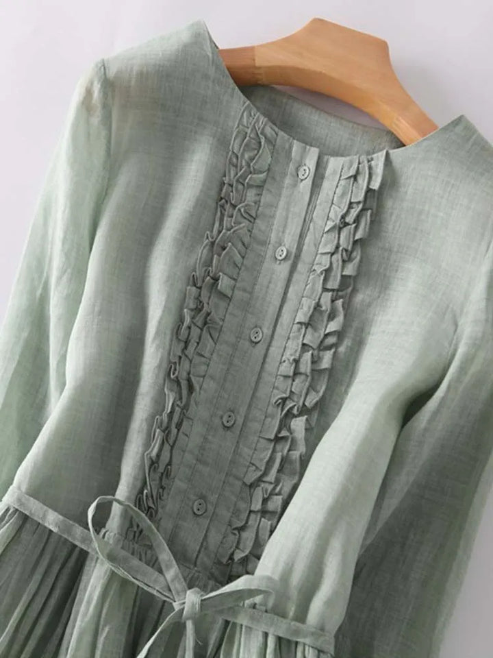 Salbeigrünes Leinen-Trägerkleid