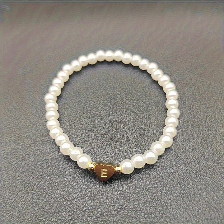 Pearl Beaded Bracelet Laoise with Heart Initial
