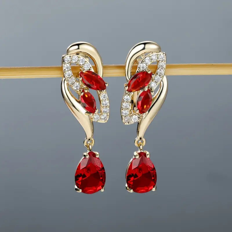Gold Drop Earrings Aoibhinn with Ruby
