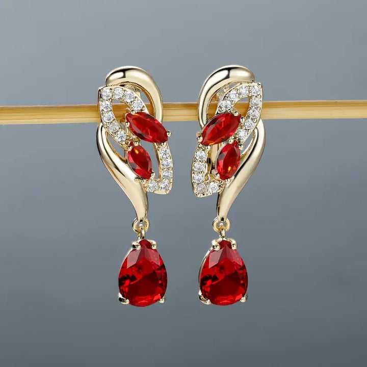 Gold Drop Earrings Aoibhinn with Ruby