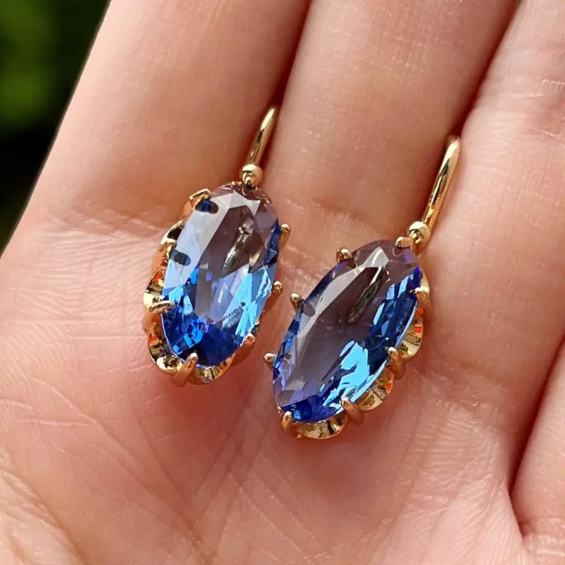 Gold Drop Earrings Dervla with Sapphire