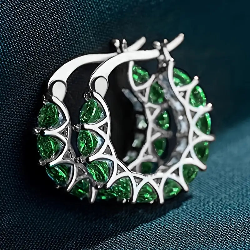 Gold Hoop Earrings Aoife with Emerald