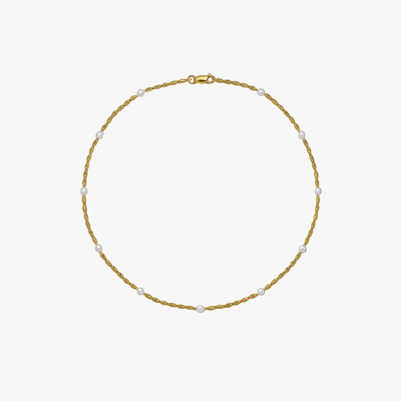 Gold Beaded Necklace Fiadh with Pearls