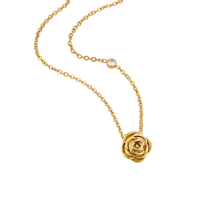 Gold Necklace Sorcha with Rose Motif