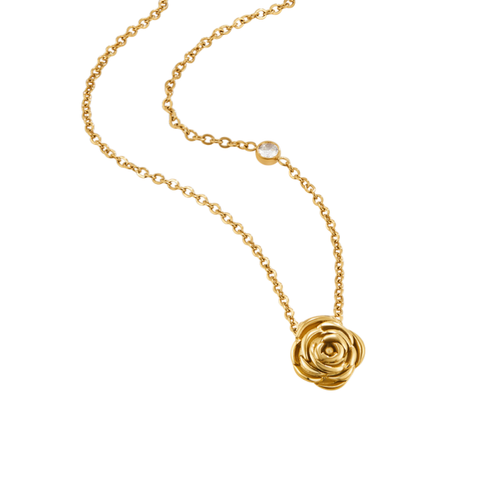 Gold Necklace Sorcha with Rose Motif