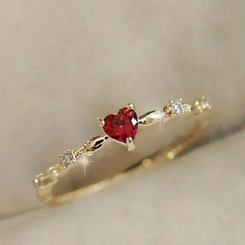 Gold Ring Aisling with Ruby Heart