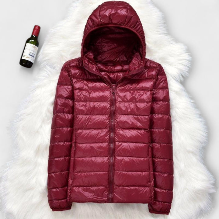 Manuela - Altrosa Winterjacke mit Kapuze
