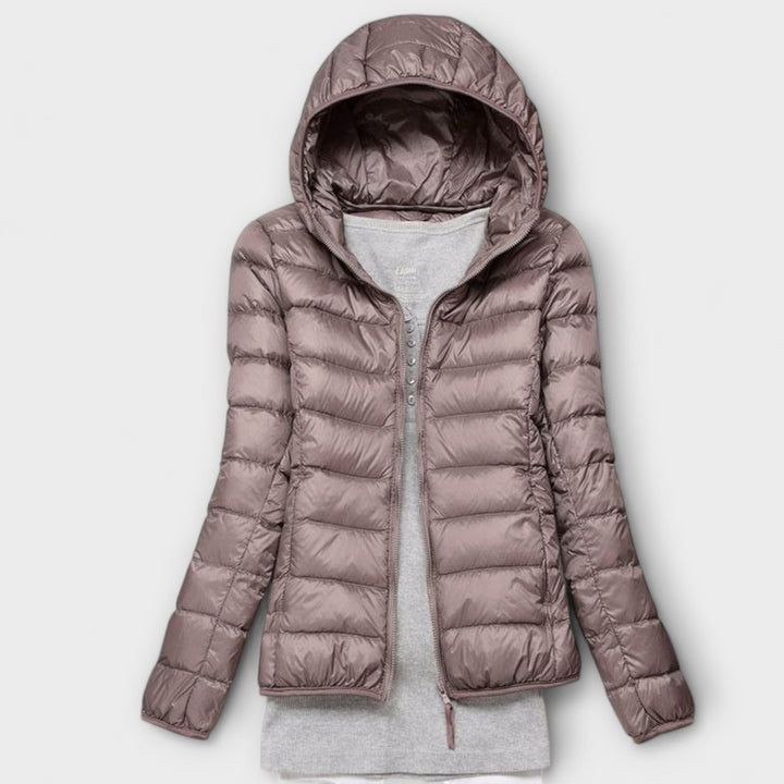 Manuela - Altrosa Winterjacke mit Kapuze
