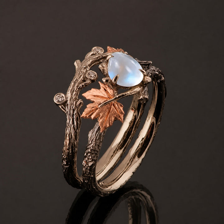 Silver & Rose Gold Ring Fiadh with Moonstone