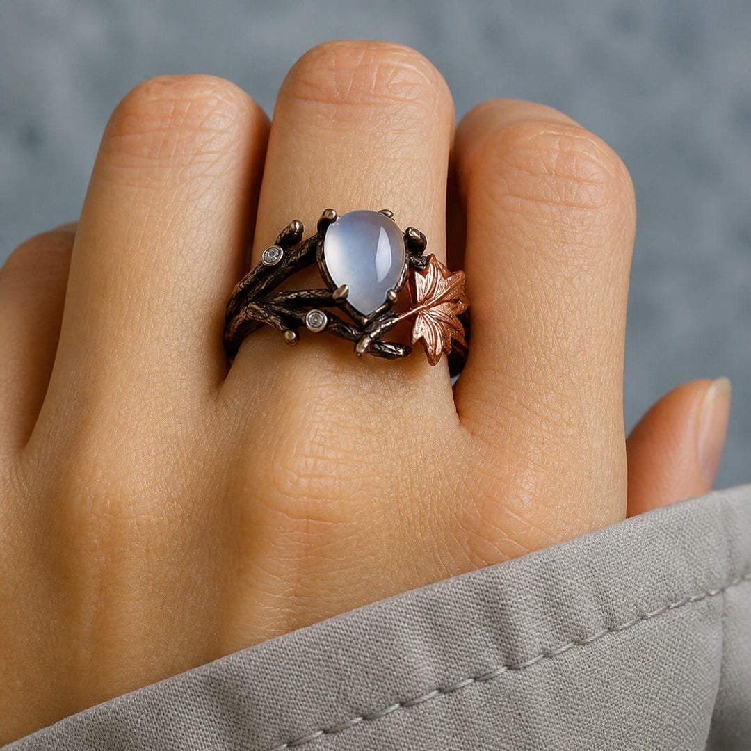 Silver & Rose Gold Ring Fiadh with Moonstone