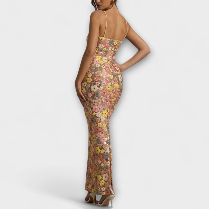 Oakley - Maxikleid mit floralen Pailletten