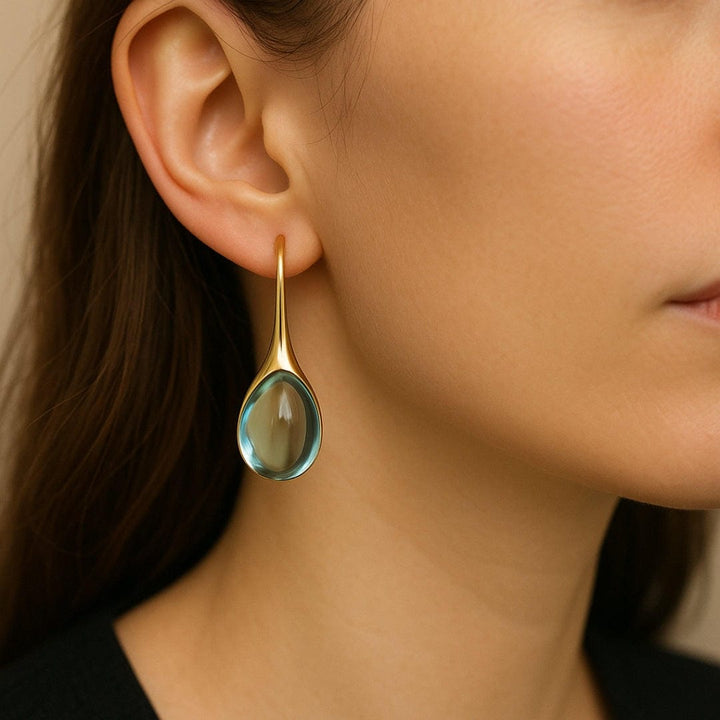 Gold Drop Earrings Aoife with Aquamarine