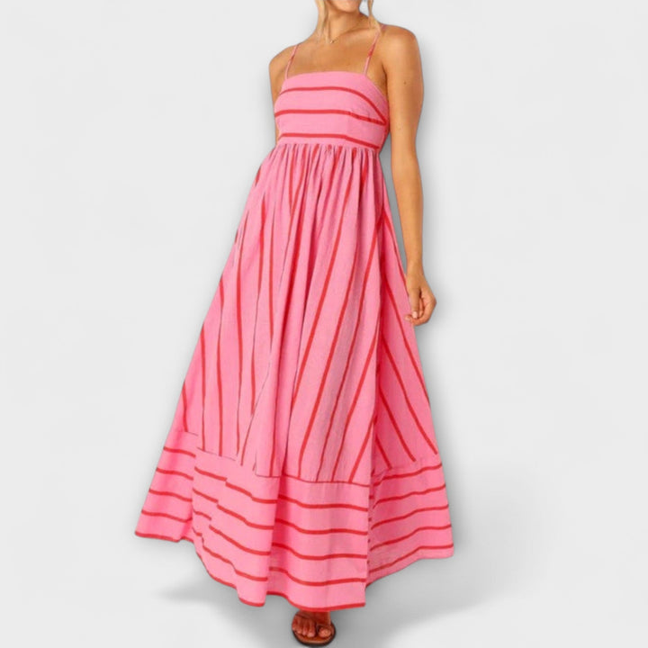 Svea - Rosa gestreiftes Maxikleid