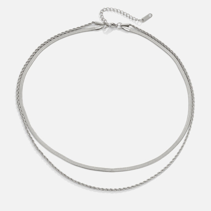 Silver Chain Necklace Cara with Double Layer
