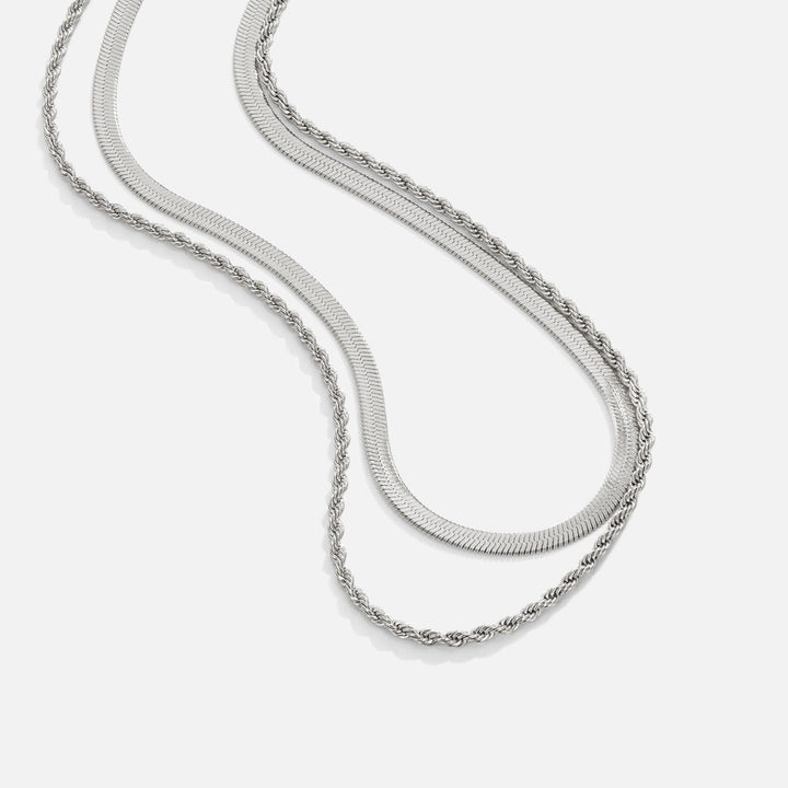 Silver Chain Necklace Cara with Double Layer