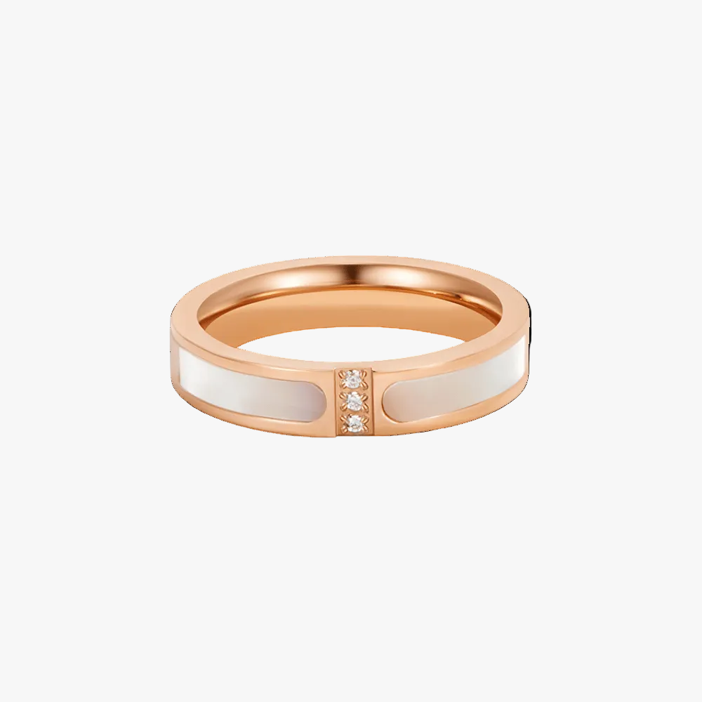Rose Gold Band Ring Sinéad with White Enamel
