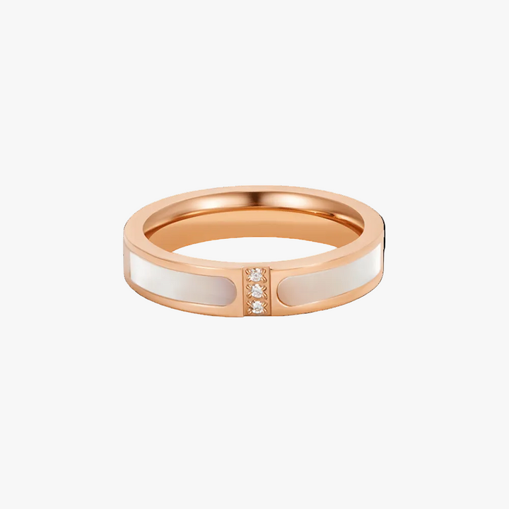 Rose Gold Band Ring Sinéad with White Enamel