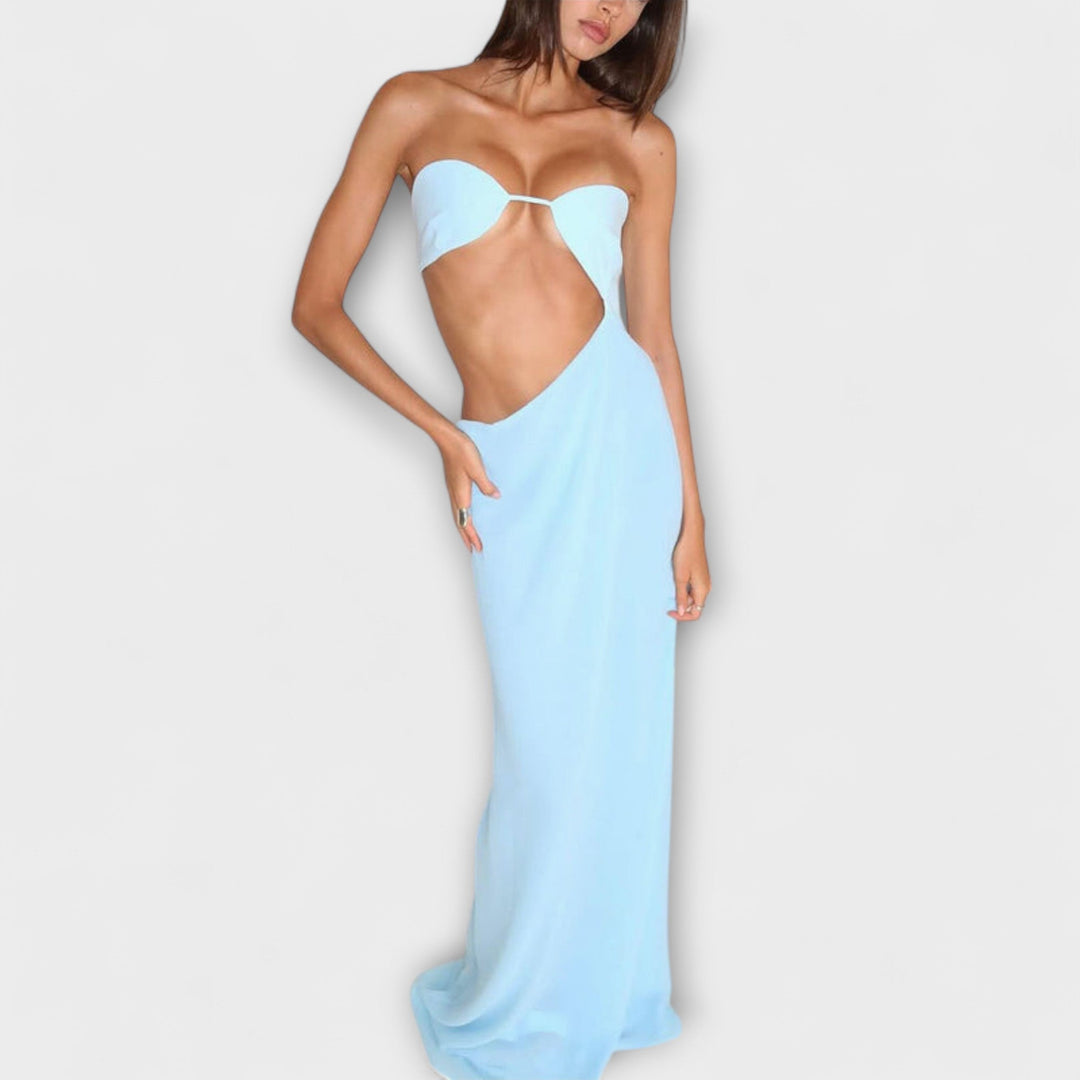 Isabella - Hellblaues rückenfreies Abendkleid