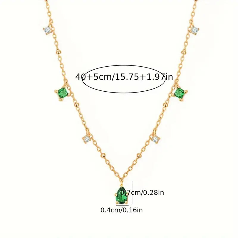 Gold Charm Necklace Eithne with Emeralds