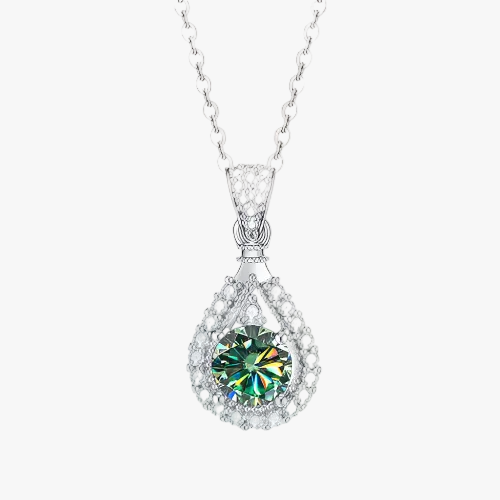 Silver Necklace Clíona with Emerald
