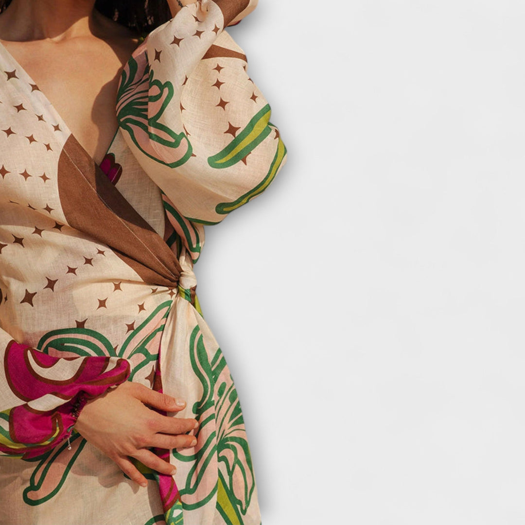 Tracey - Buntes Bindetunika-Maxikleid