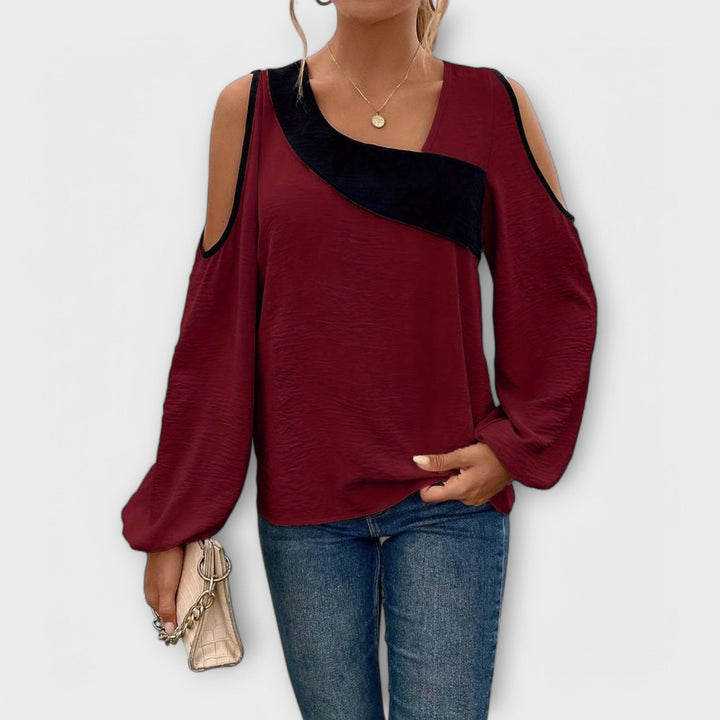 Scarlett - Cremefarbene Bluse mit eckigem Ausschnitt
