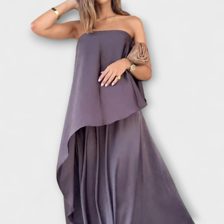 Ruby - Graues Set mit Bandeau-Top und Rock