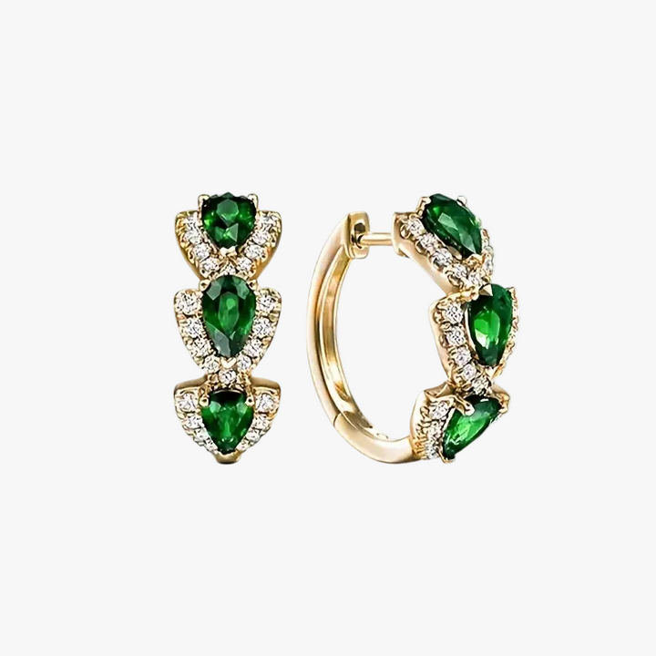 Gold Hoop Earrings Aoife with Emerald