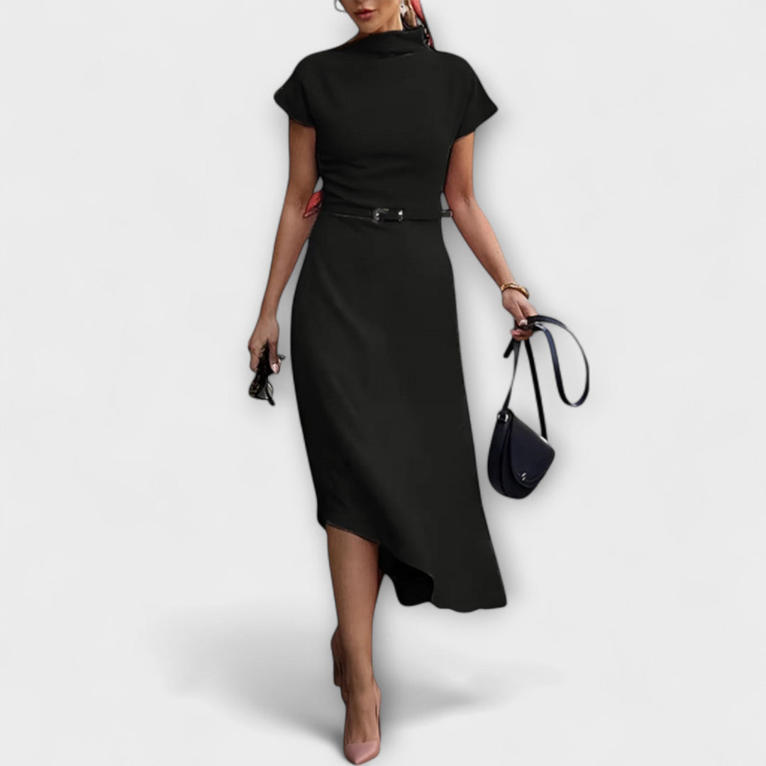 Amelia - Weisses asymmetrisches Urban-Kleid