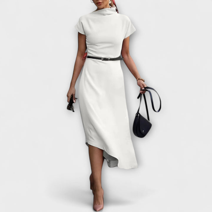Amelia - Weisses asymmetrisches Urban-Kleid