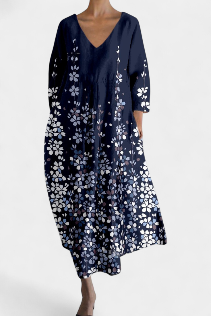 Ana - Buntes fliessendes Kleid mit Aquarellmuster