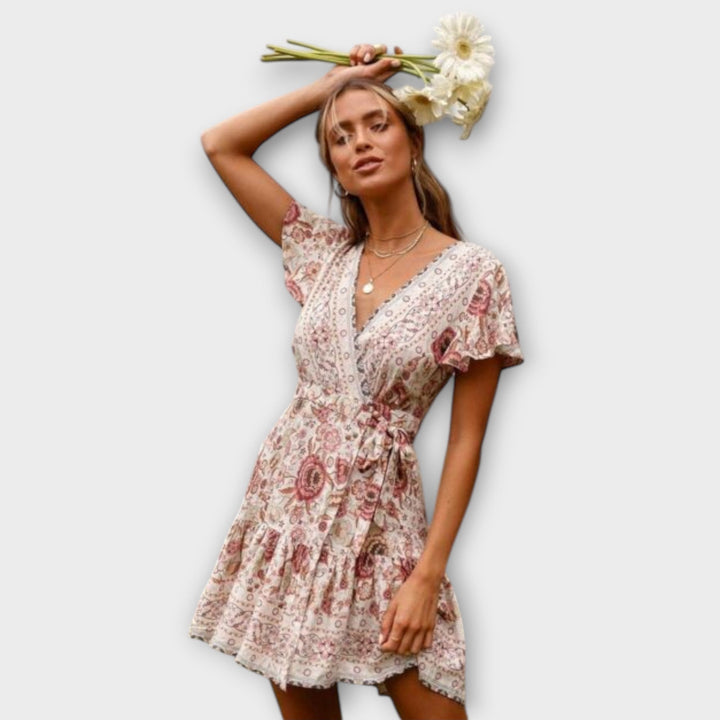 Amina - Kurzes Kleid mit Boho-Muster