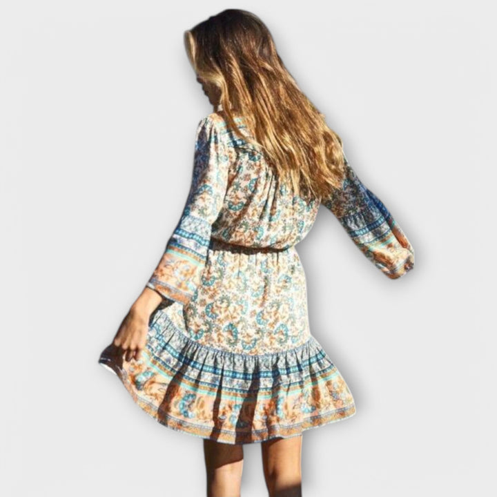 Keitha - Kurzes Boho-Kleid mit buntem Muster